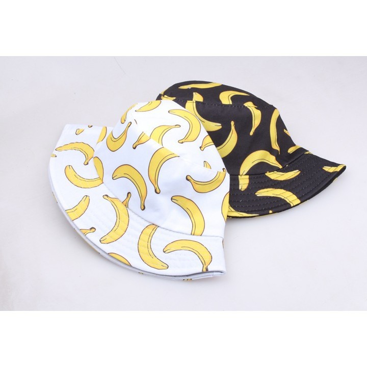 Nón Bucket Họa Tiết Chuối Phong Cách Hip Hop Hàn Quốc Cho Nam Nữ