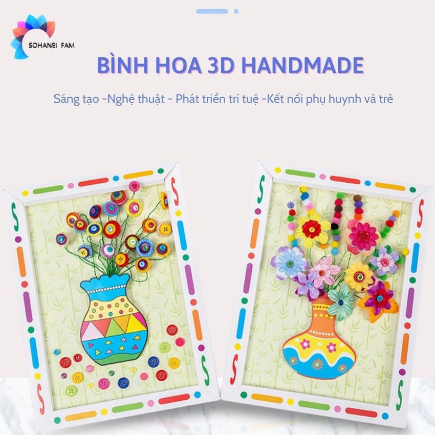 Tự Làm Khung Giấy Bình Cắm Hoa Handmade Cho Trẻ Em -SOHANEI FAM -Đồ Chơi Thủ Công, Quà Tặng Ngày Của Mẹ...