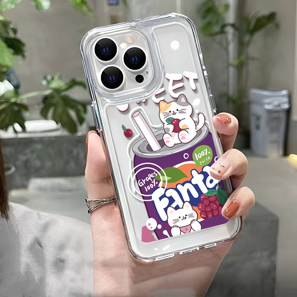 Ốp Điện Thoại Trong Suốt Hình Mèo Uống Nước Cho iphone 14 Plus 11 13promax 12 7Plus X XS Max 7 8 SE 2020