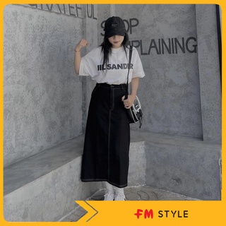 Chân váy nữ FM Style dáng dài midi hoạ tiết chỉ nổi basic siêu xinh thời trang hàn quốc ulzzang 220308051