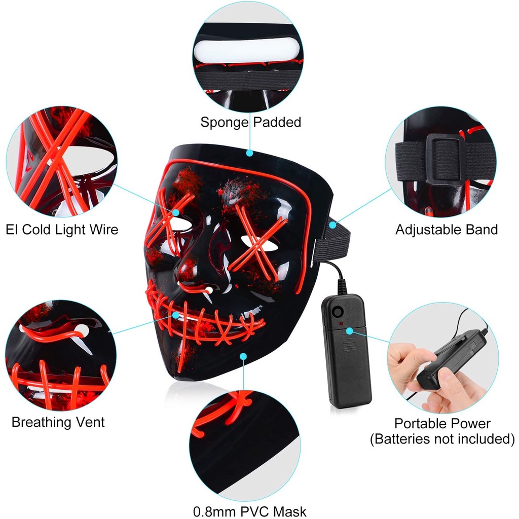 Mặt Nạ Hóa Trang halloween Màu Sắc neon Phát Sáng Trong Bóng Tối