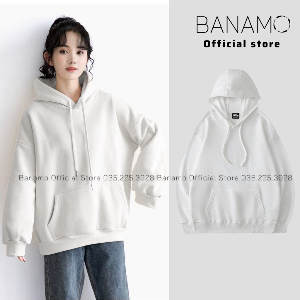 Áo hoodies thời trang Banamo Fashion hoodies nỉ trơn có mũ nhiều màu Unisex 3937