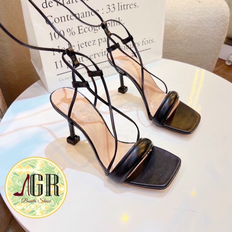 Sandal bản phồng dây thắt cổ chân siêu hot gót 8cm