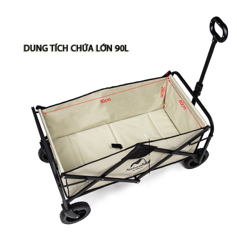Xe kéo dã ngoại, cắm trại, du lịch Naturehiker chính hãng, nhỏ ngọn, tải trọng 90kg, có thể làm bàn nghỉ trưa