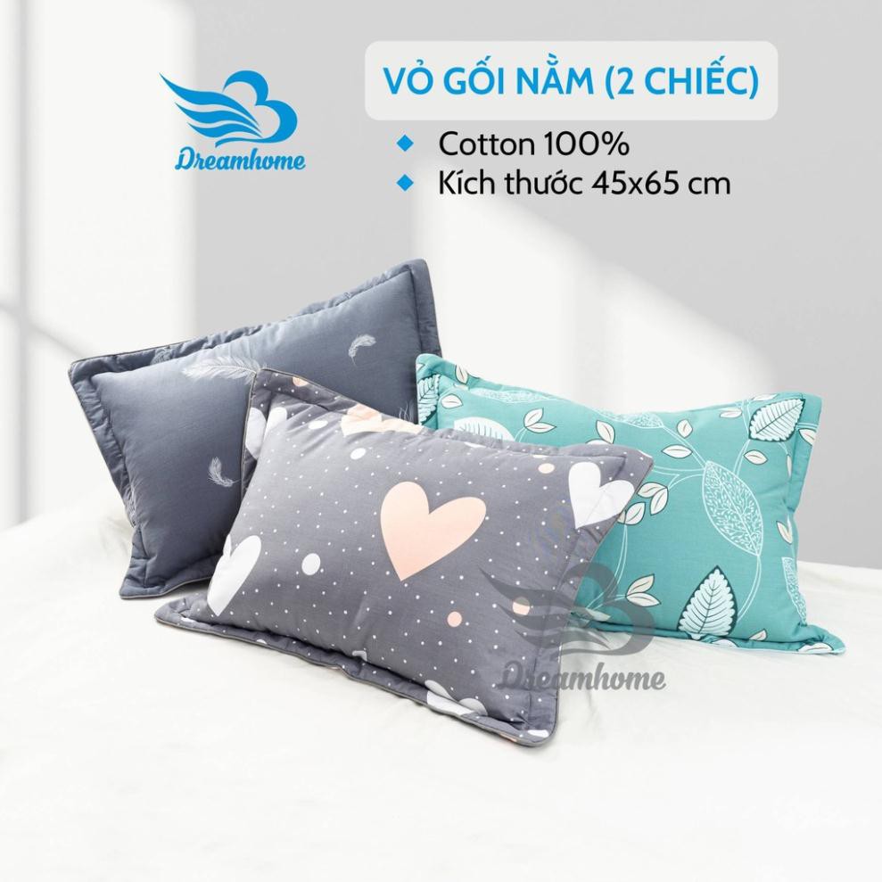 [TRỢ GIÁ] Vỏ Gối Cotton 100% 45x65cm Đẹp Cao Cấp 1 Đôi, Vỏ Gối Nằm Cotton Khóa Kéo Nhiều Màu Cho Bé