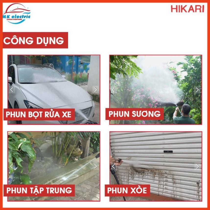 Máy rửa xe mini, Máy xịt rửa cao áp HIKARI HK-H3 - Có áp chống giật + Chống cháy [BH 24 Tháng]