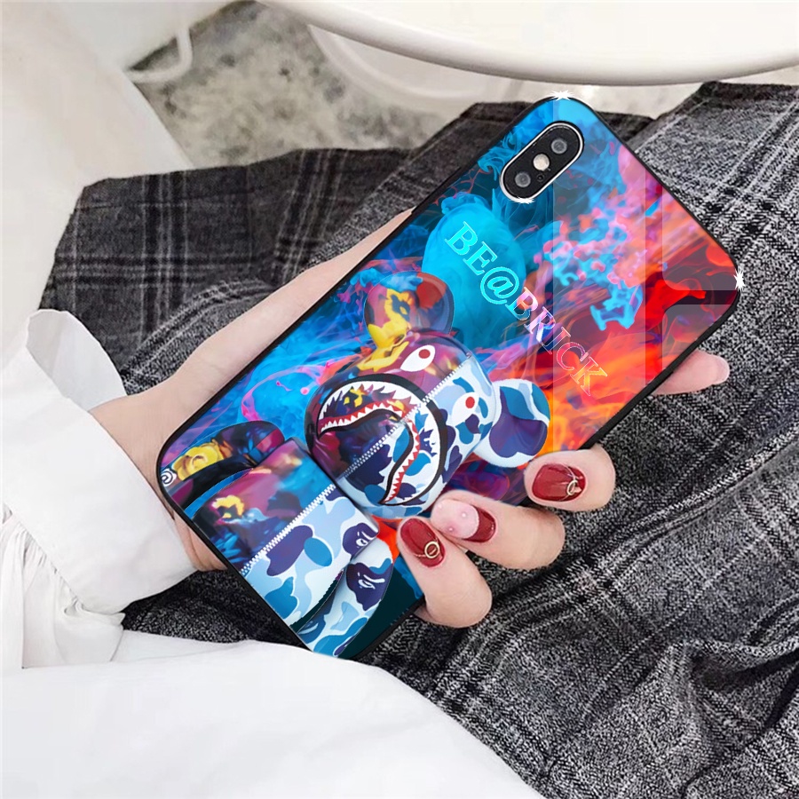 Ốp lưng iphone Bear Brick Kính tráng gương 13/promax/12/11/X/Xsmax/8/7Plus/7/6/6splus
