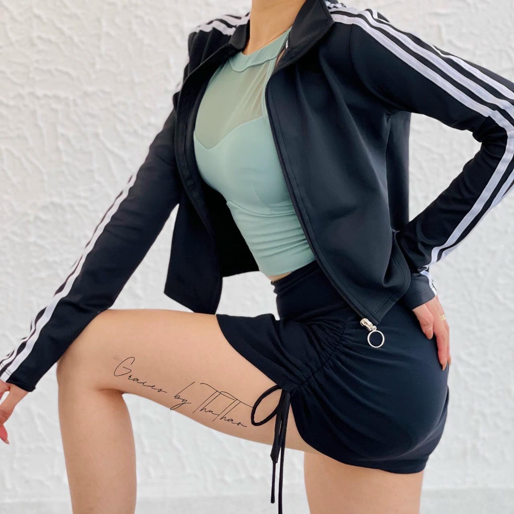 Áo khoác body thun poly 3 sọc