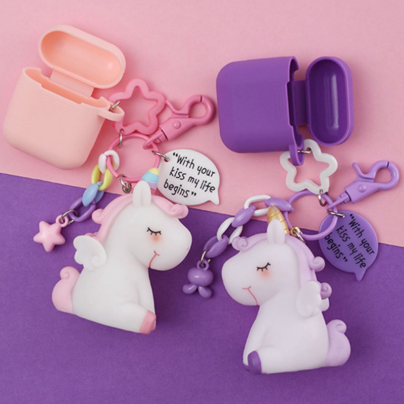 Keychain unicorn Apple Airpods case Silicone protective cover for i9 i10 i11 i12 i13