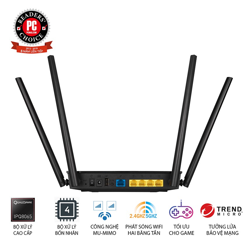 Router Wifi Asus RT-AC1500UHP Băng Tần Kép MU-MIMO - Hàng Chính Hãng | BigBuy360 - bigbuy360.vn