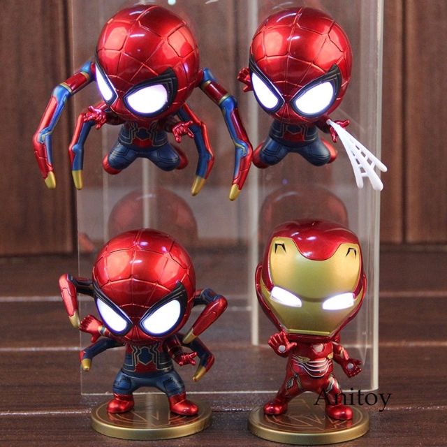 Mô Hình Spider Man Cosbaby mắt sáng LED, nam châm để xe oto, xe máy