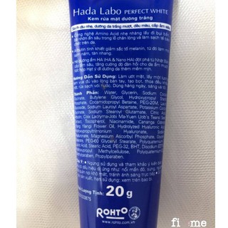 Sữa rửa mặt trắng da Hada Labo tuýp 20g