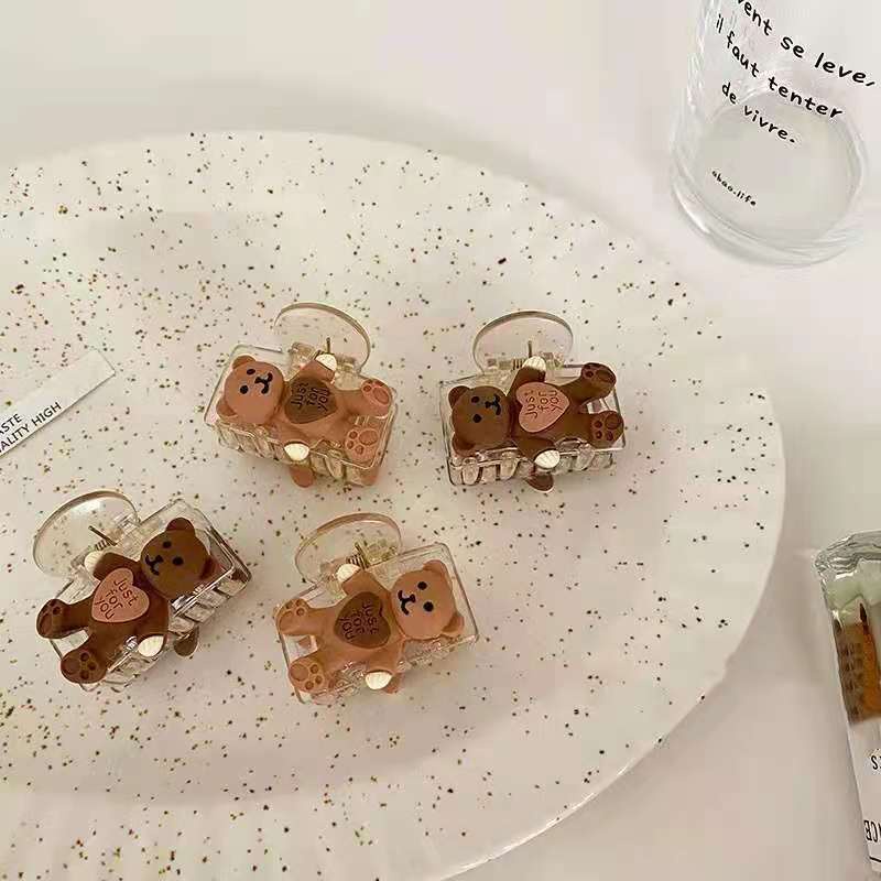 Kẹp tóc  gấu mini nhựa trong kiểu hàn quốc (KT81)