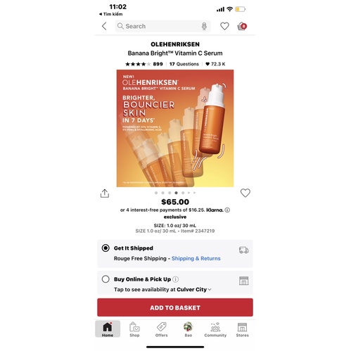 Serum OleHenriksen Banana Bright Vitamin C 7ml, 30ml ko hộp