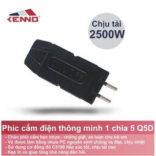 Phích Cắm Điện Thông Minh 1 Ra 5 Q5D Màu Đen - KENNO