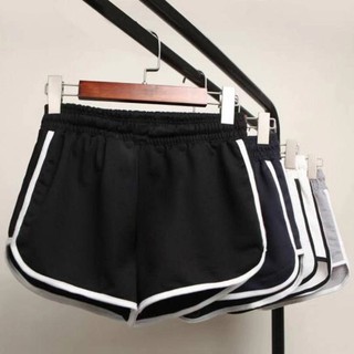 Quần đùi lưng cao dáng rộng phong cách thể thao trẻ trung giản đơn kiểu Hàn dành cho nữ thích hợp khi chạy bộ