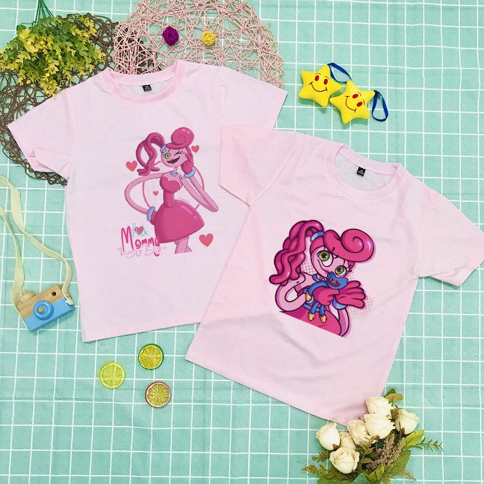 Áo thun màu hồng Huggy Wuggy Poppy Playtime bé gái đáng yêu