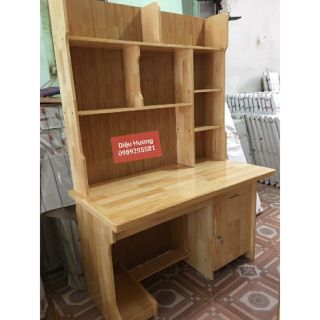 bàn học kèm giá sách gỗ cao su tự nhiên hỗ trợ ship quanh hà nội
