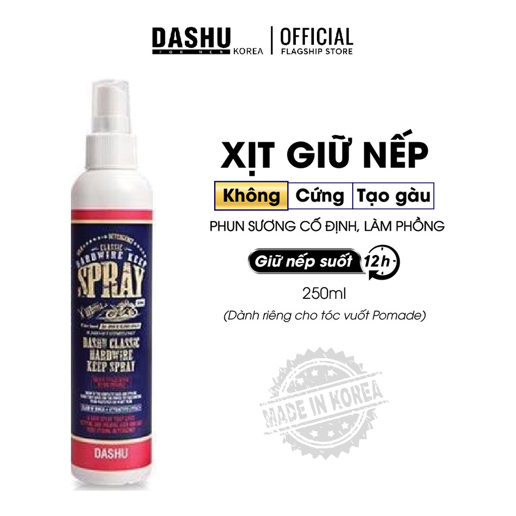 Gôm Xịt Giữ Nếp Tóc Nam Dashu Xịt Phun Sương Cố Định Kiểu Tóc Mạnh, Tăng Độ Phồng Suốt 1 Ngày 250ml