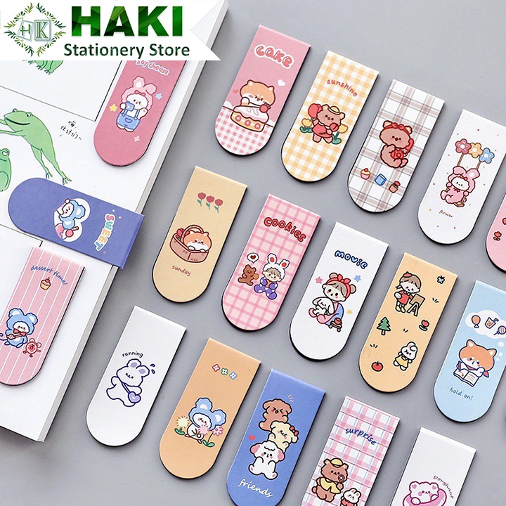 [Mã LIFE2402A giảm 10% đơn 150K] Bookmark nam châm HAKI, kẹp đánh dấu sách hoạt hình cute dễ thương