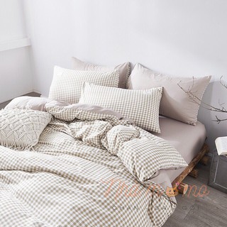 [HÀNG NHẬP KHẨU] BỘ DRAP COTTON TICI CARO NÂU BE- NHÀ MOMO