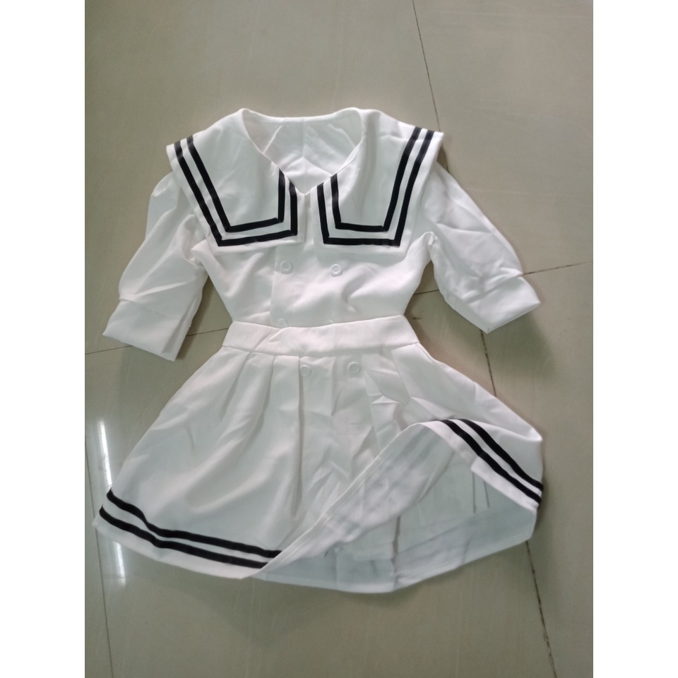 Set áo croptop tay ngắn + chân váy xòe thuỷ thủ siêu cưng - TM25 | BigBuy360 - bigbuy360.vn