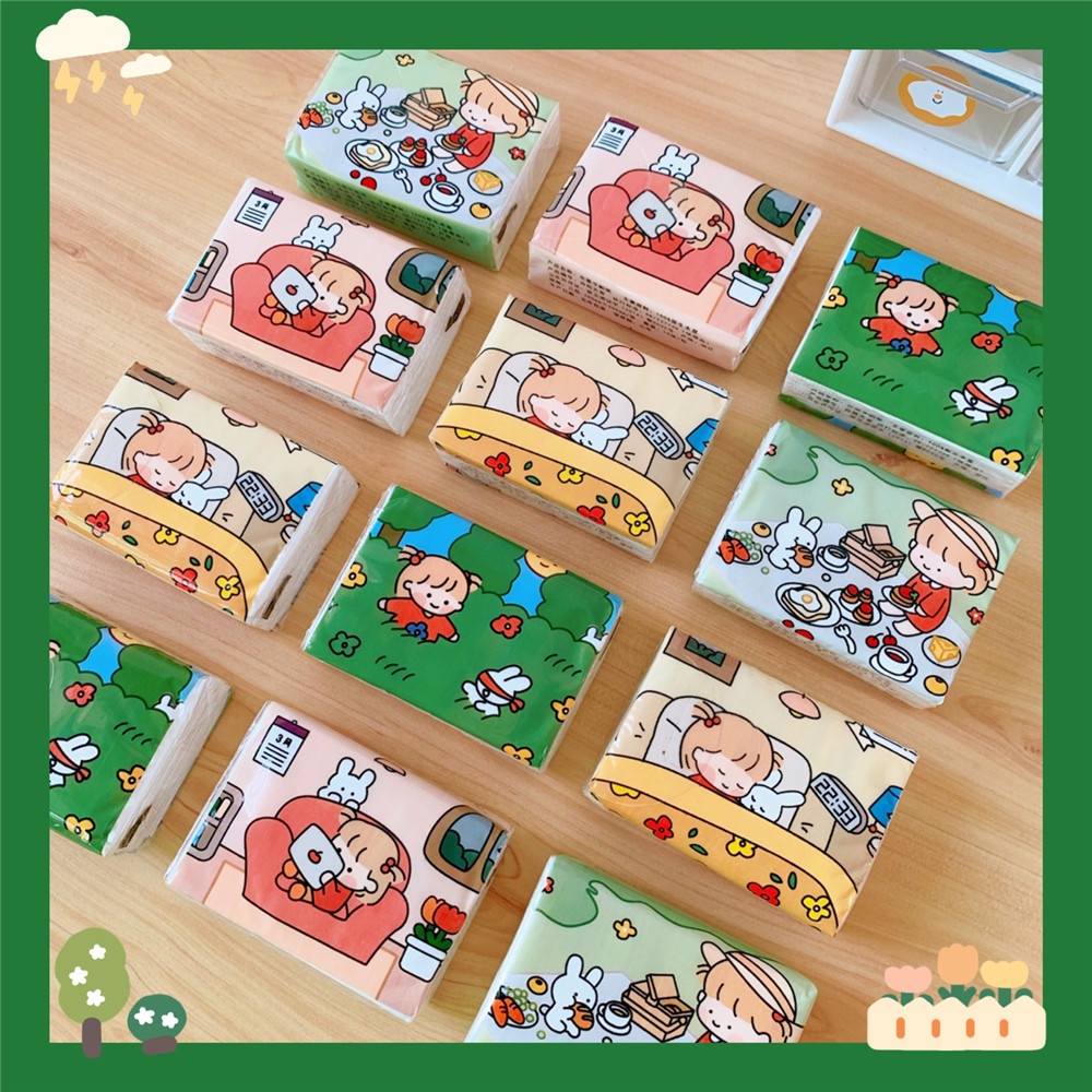 Giấy ăn mini bỏ túi, khăn giấy họa tiết cô gái Nhật Bản cute