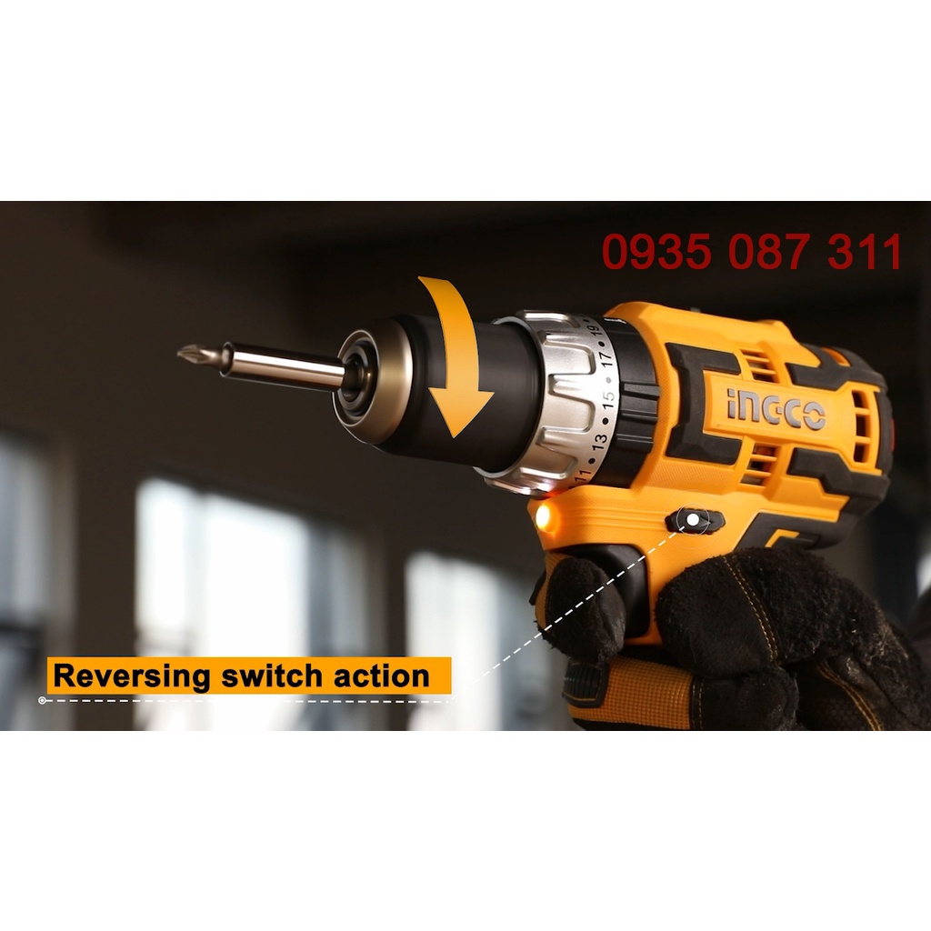 Máy Khoan Pin Motor Không Chổi Than 3 Chức Năng Có Búa INGCO CIDLI20608 Dùng Pin 20V Đầu Kẹp Autolock, Momen Xoắn 60NM.
