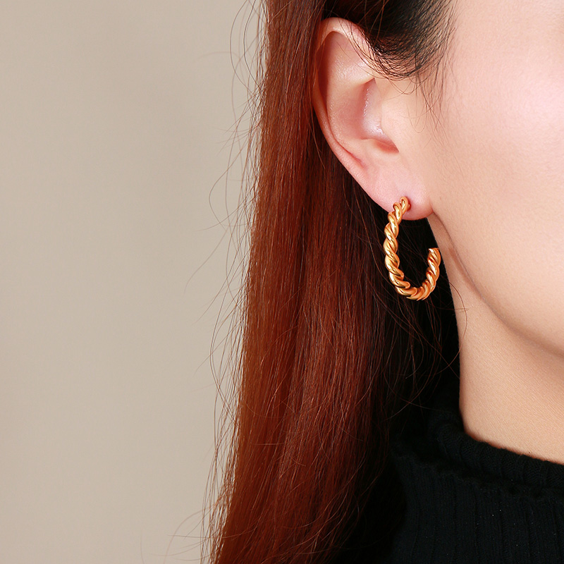 Vnox Khuyên Tai Tròn Mạ Vàng 14k Thời Trang Dành Cho Nữ