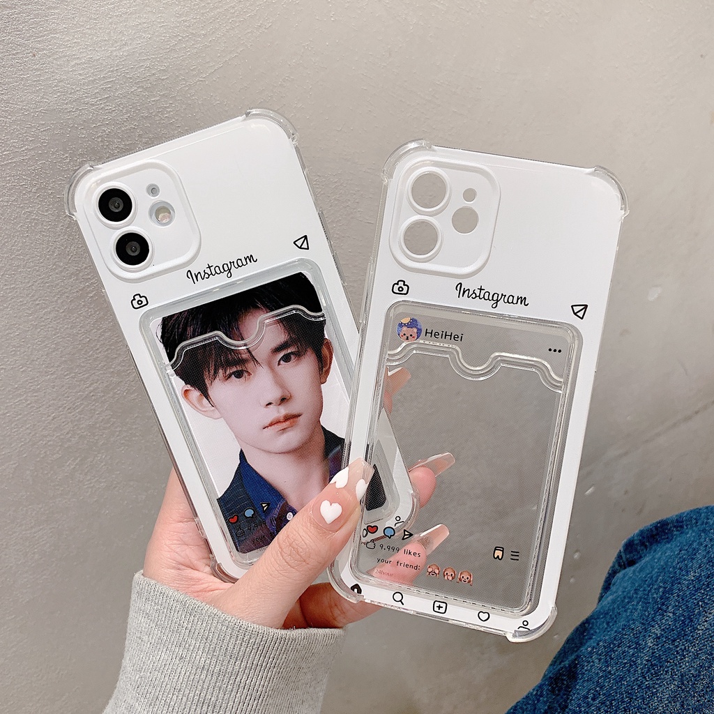 Ốp Điện Thoại Chống Sốc Có Ngăn Đựng Thẻ Thời Trang Cho iPhone 14 / 13 / 12 / 11 / X / 8 / 7P