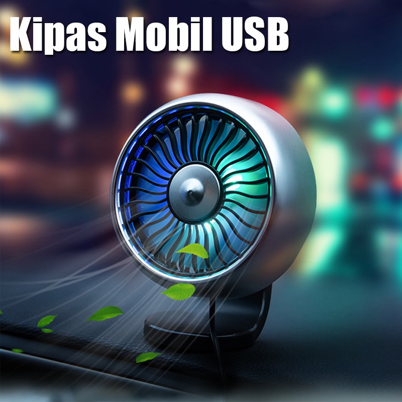 Xe ô tô điều chỉnh tốc độ phổ quát quạt nhỏ Điều khiển USB quạt làm mát đèn nhiều màu sắc