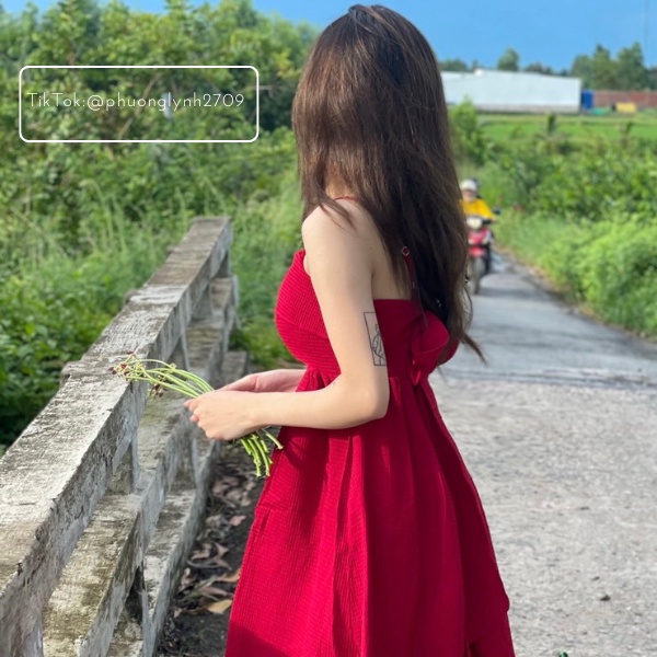 Váy 2 dây dáng dài , đầm babydoll 2 dây , đầm cột nơ lưng chất xốp mềm , đứng form hàng cao cấp PLĐ19