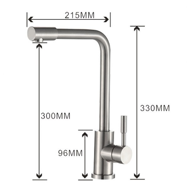 Vòi bếp nóng lạnh (cổ vuông, đầu xoay 360) SUS304 - Hàng cao cấp Bảo hành lâu dài (Kèm đôi dây cấp nước)