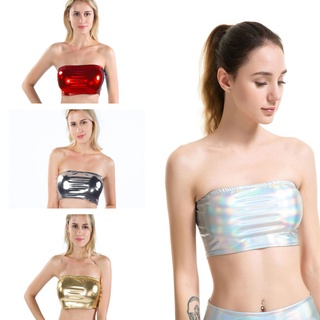 Áo Ngực Dạng Ống Bằng Da Màu Vàng Kim Lấp Lánh Gợi Cảm Cho Nữ YT714