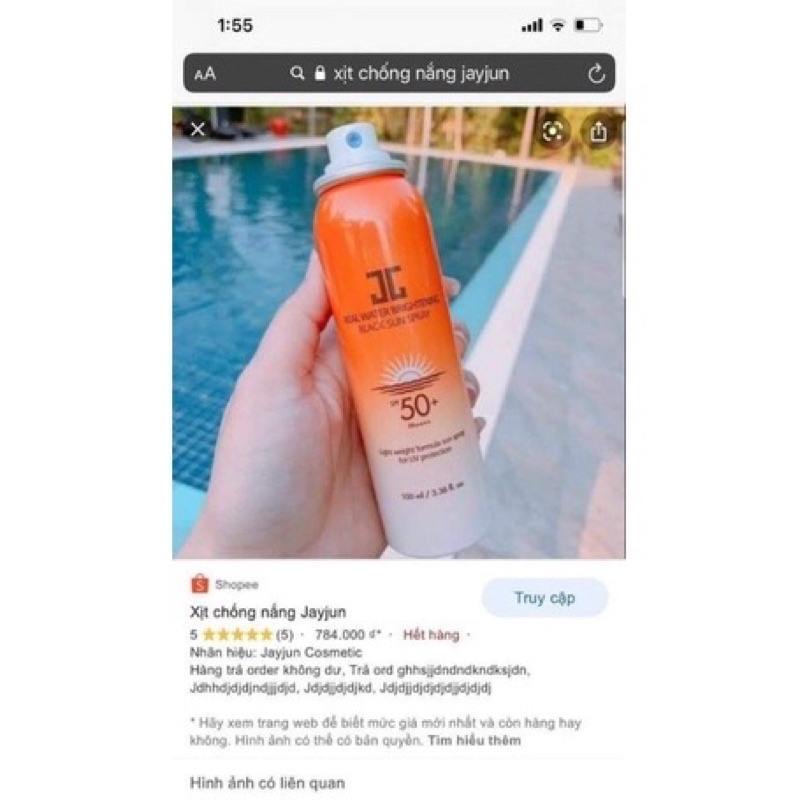 Xịt chóng nắng JAYJUN REAL WATER spf 50++