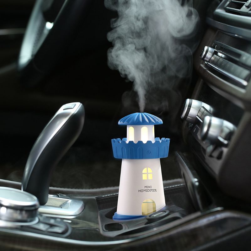 Máy Phun Sương Tạo Ẩm Không Khí Hình Hải Đăng Dung Tích 300ml Có Đèn Led Dùng Làm Đèn Ngủ Siêu Dễ Thương