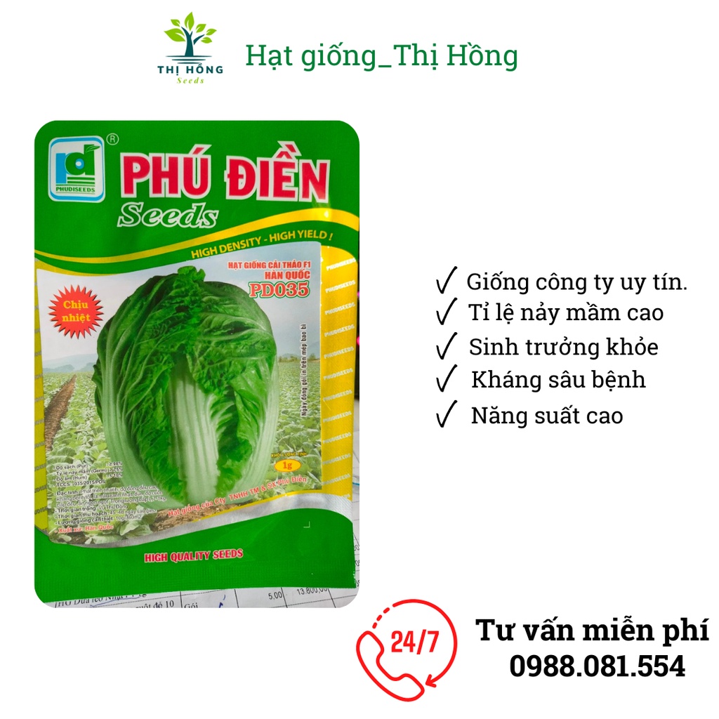 Hạt giống cải thảo F1 Hàn Quốc 1g