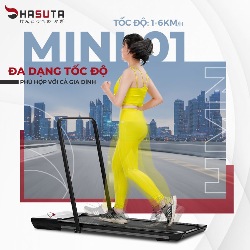 Máy chạy bộ mini, máy chạy bộ tại nhà mùa dịch cho người thích tập gym HTM MINI-01, bảo hành 24 tháng chính hãng