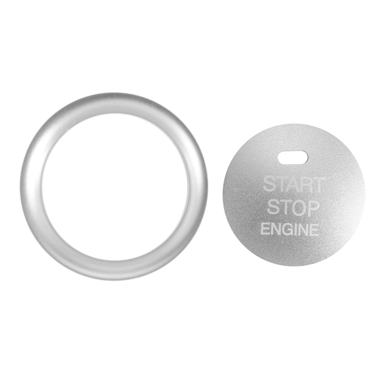 Bộ 2Pc Nút bấm khởi động động cơ không cần chìa khóa bằng nhôm bạc &amp; Vòng trang trí xung quanh cho Mazda 3 6 CX-3 CX-5 CX-9 MX-5 W
