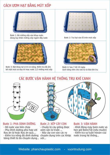 Trụ trồng rau thủy canh khí canh 1 trụ 36 rọ cây đầy đủ phụ kiện,tự động ko cần chăm sóc, trồng rau sạch ăn mùa Covid