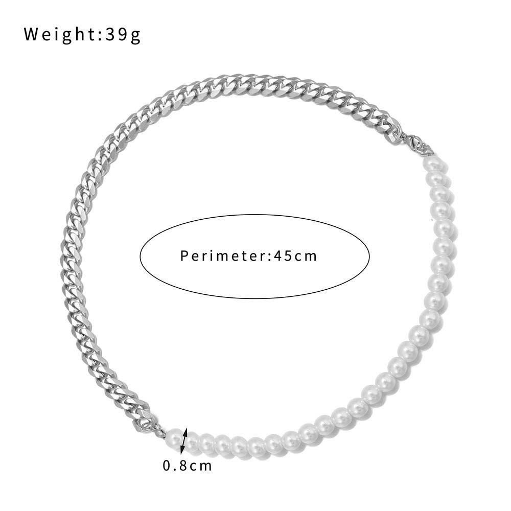 Dây Chuyền Đính Ngọc Trai Nhân Tạo Phong Cách Punk Hip Hop Cho Nam Và Nữ|Vòng Cổ Choker Kim Loại Đính Hạt Màu Sắc