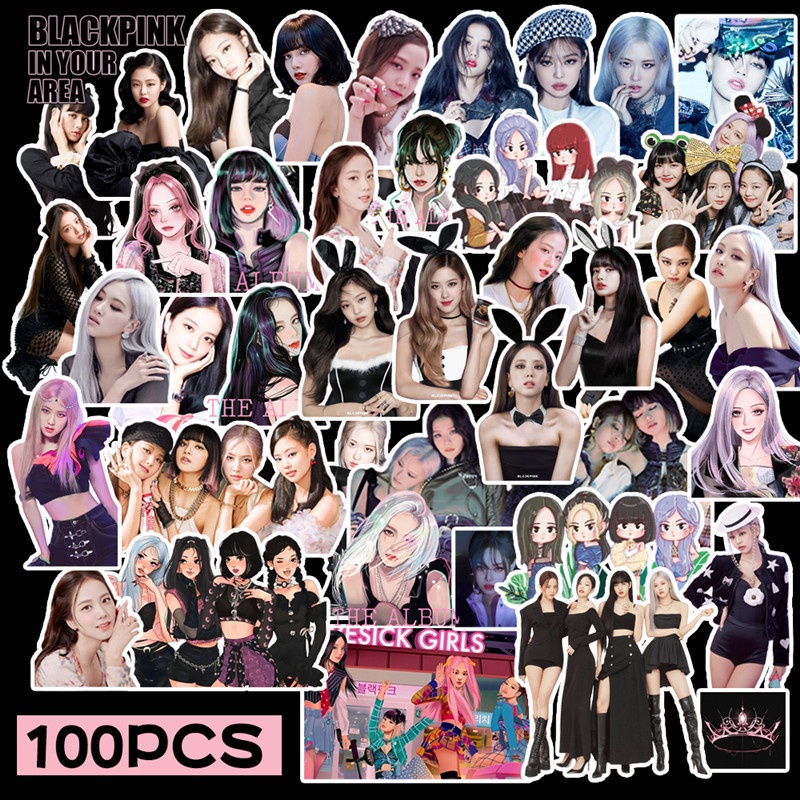 Set 100 Miếng Dán Trang Trí Hình Nhóm Nhạc Kpop Blackpink Đẹp Mắt