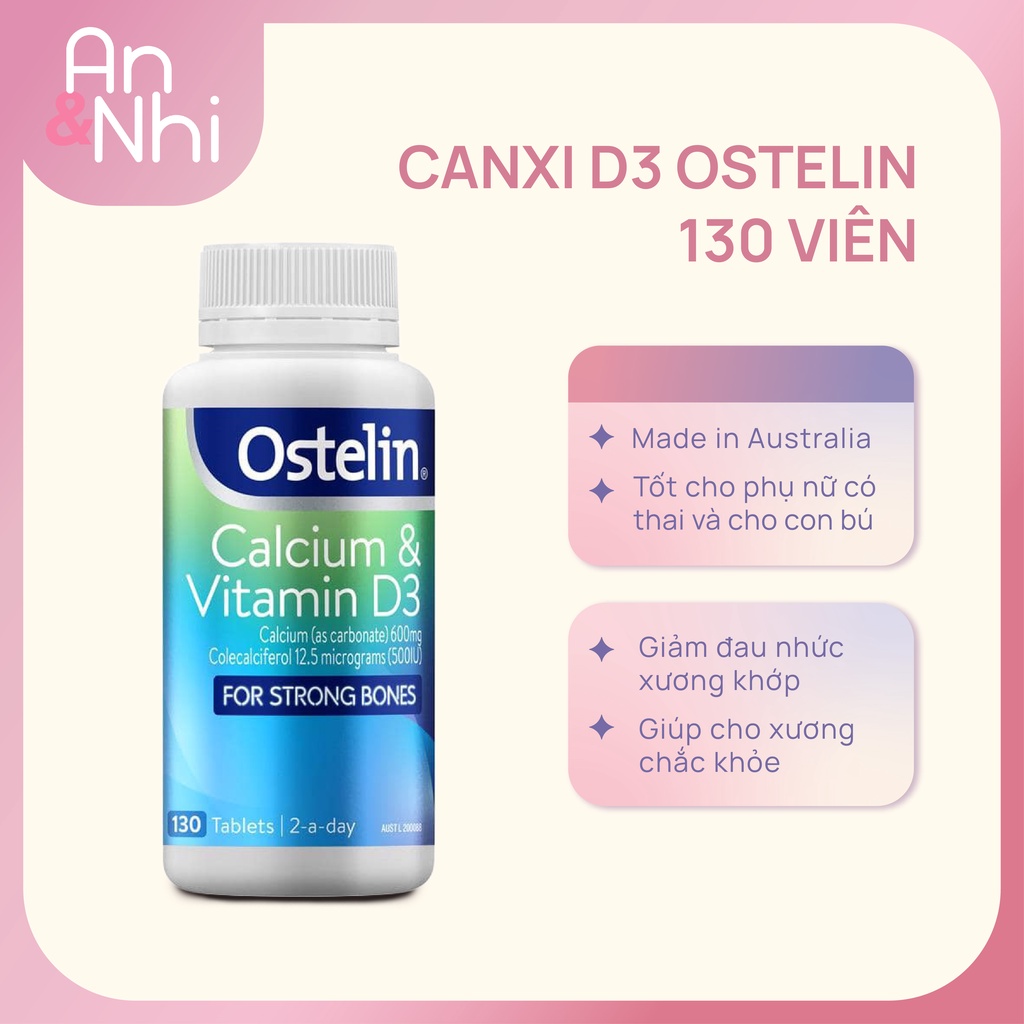 Canxi D3 Ostelin 130 viên Úc cho người lớn, mẹ bầu, sau sinh