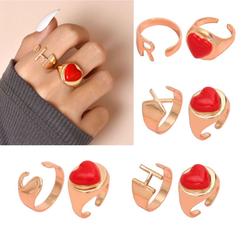 Set 2 Nhẫn Đeo Tay Kim Loại Thời Trang Cho Nữ