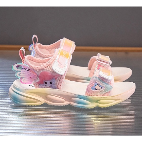 Xăng đan bé gái đế phối màu in hình công chúa dễ thương Dép quai hậu bé gái phong cách Hàn Quốc Dép cho bé gái ĐT103