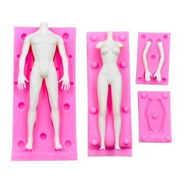 Khuôn silicone nặn đất sét/ fondant hình body nặn chibi/ tượng/ búp bê