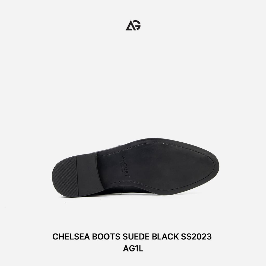 Giày Chelsea boots da lộn đen giày da bò nam nhập khẩu cao cấp handmade AUGUST SHOES AG1L chính hãng bảo hành 24 tháng