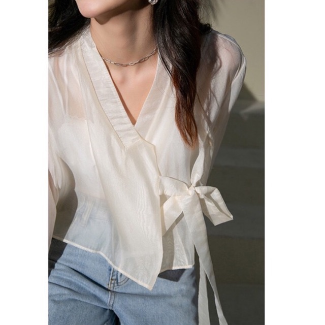Hanbok Cardigan - Áo khoác ngoài thắt nơ kiểu Hàn Quốc dành cho nữ Purple heart