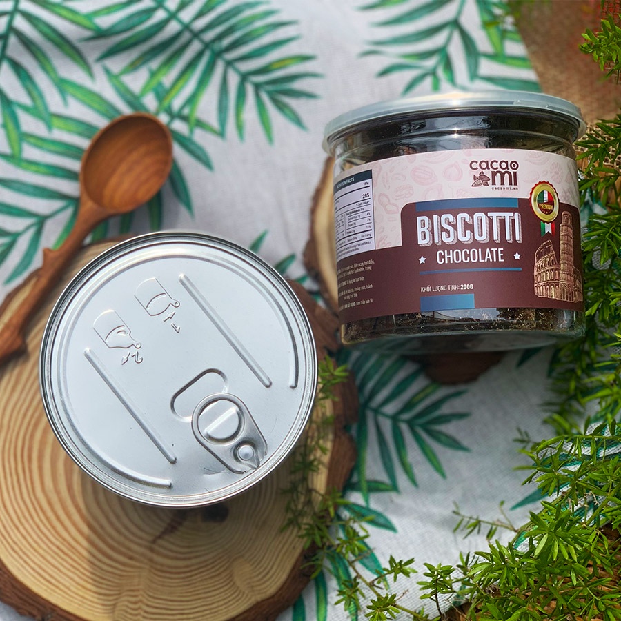 Bánh Biscotti Chocolate vị Socola CACAOMI siêu hạt dinh dưỡng, hỗ trợ ăn vặt giảm cân ăn kiêng healthy Eat Clean hũ 200g
