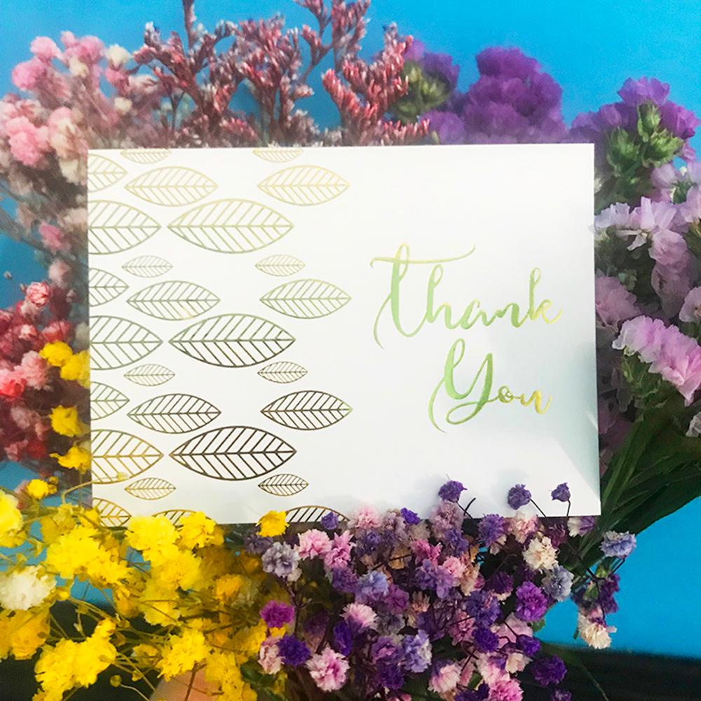 LANSEL Set 50 Tấm Thẻ Trắng In Chữ Thank You Màu Đồng Trang Trí Tiệc Cưới